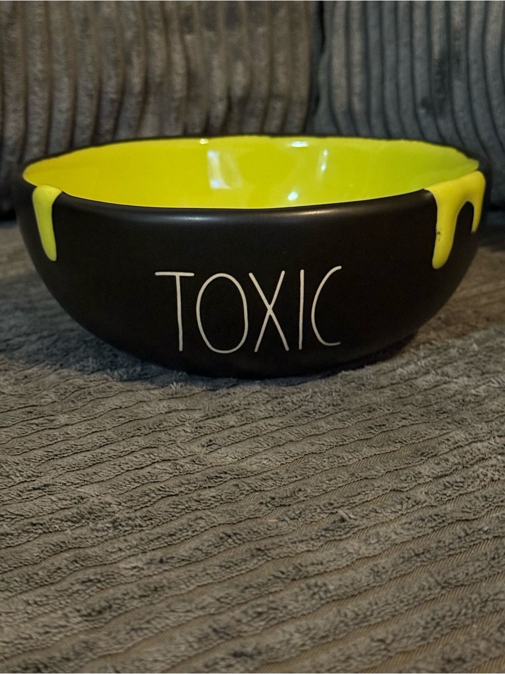 Rae Dunn Black & Green Halloween Ceramic 6” Bowl TOXIC- NWT